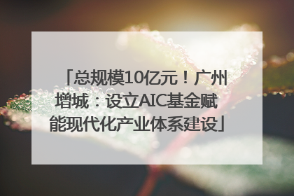 总规模10亿元！广州增城：设立AIC基金赋能现代化产业体系建设